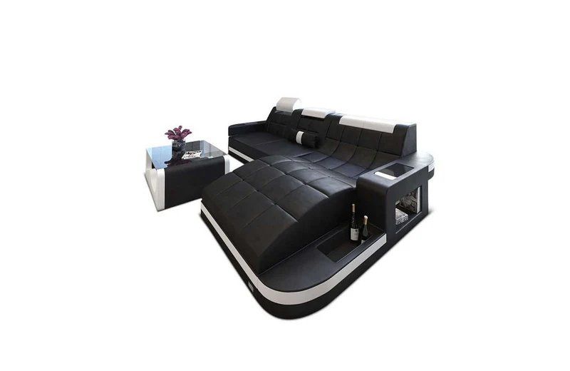 Mini Ecksofa Wave L-Form aus Leder