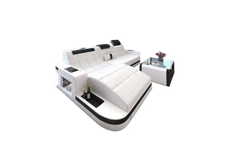 Mini Ecksofa Wave L-Form aus Leder