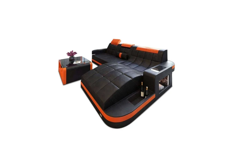 Mini Ecksofa Wave L-Form aus Leder