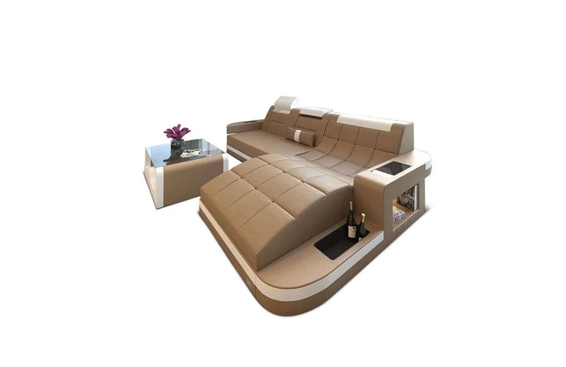 Mini Ecksofa Wave L-Form aus Leder