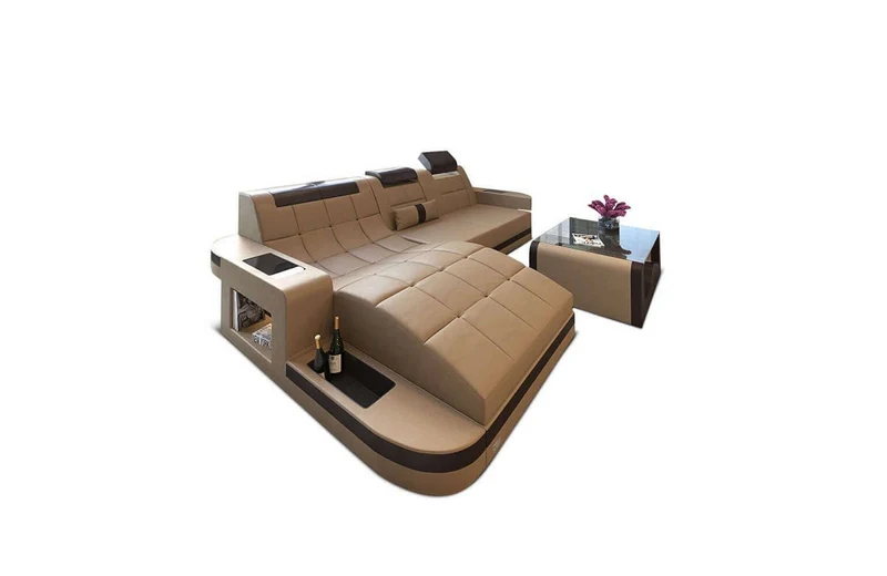 Mini Ecksofa Wave L-Form aus Leder