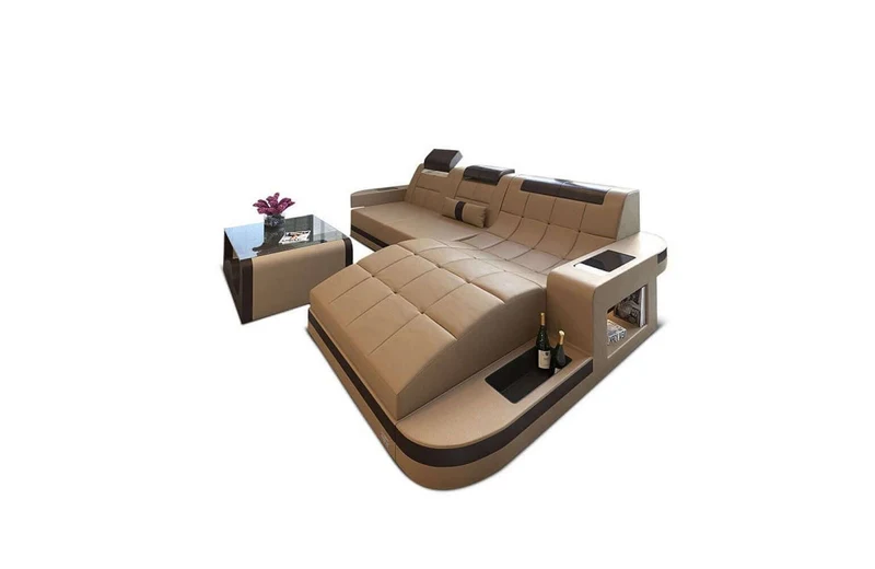 Mini Ecksofa Wave L-Form aus Leder