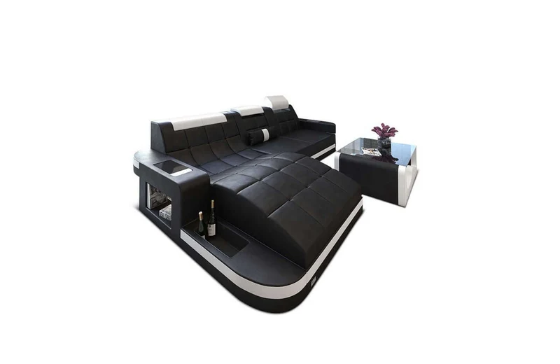 Mini Ecksofa Wave L-Form aus Leder