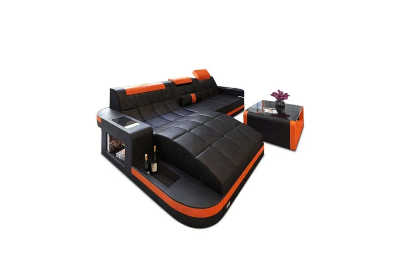 Mini Ecksofa Wave L-Form aus Leder