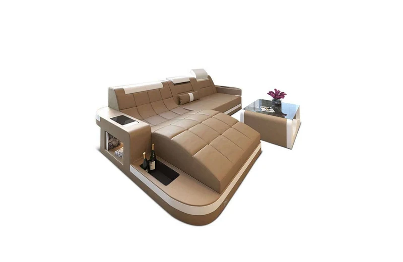 Mini Ecksofa Wave L-Form aus Leder