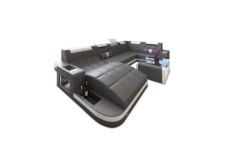 Mini Sofa Relax Wave U-Form in Leder
