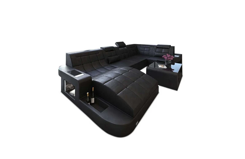 Mini Sofa Relax Wave U-Form in Leder