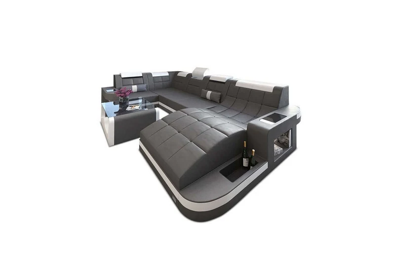 Mini Sofa Relax Wave U-Form in Leder