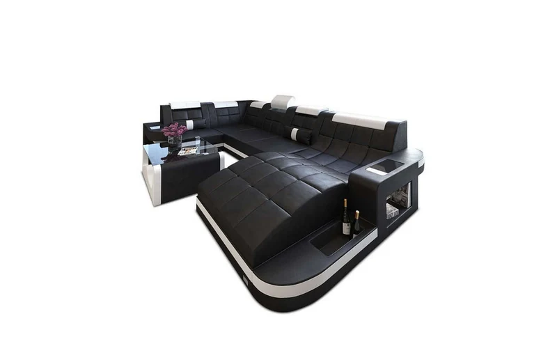 Mini Sofa Relax Wave U-Form in Leder