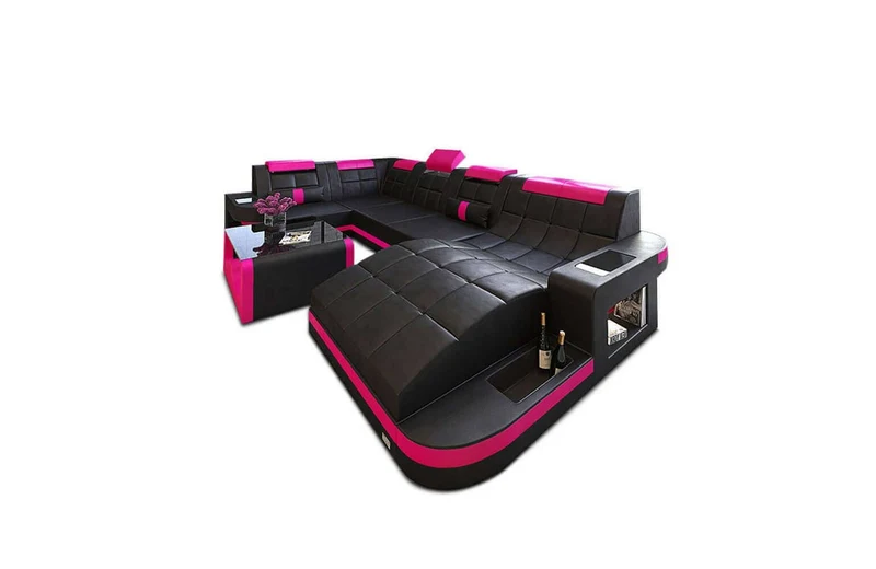 Mini Sofa Relax Wave U-Form in Leder