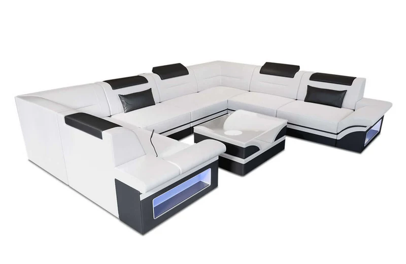 Mini Sofa Brianza U-Form aus Leder