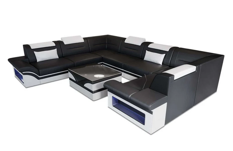 Mini Sofa Brianza U-Form aus Leder