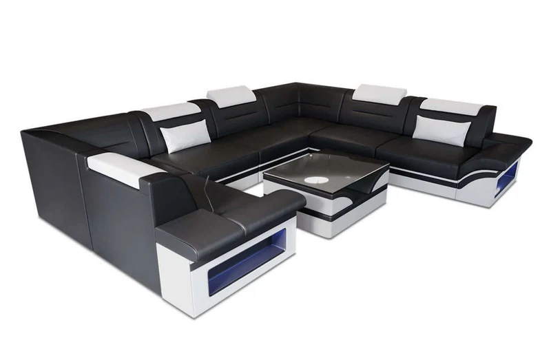 Mini Sofa Brianza U-Form aus Leder