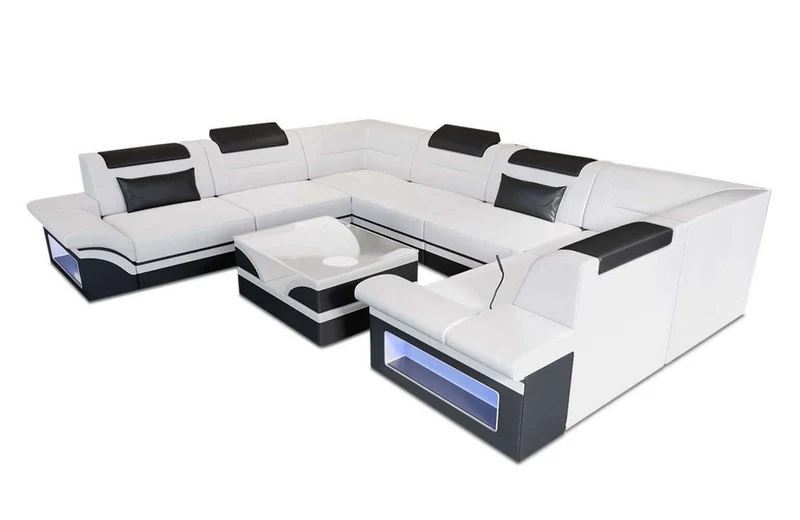 Mini Sofa Brianza U-Form aus Leder