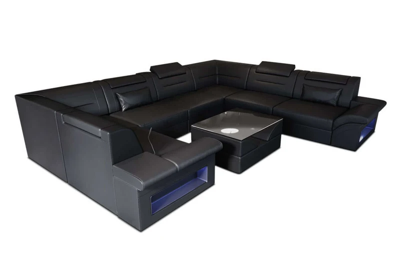 Mini Sofa Brianza U-Form aus Leder