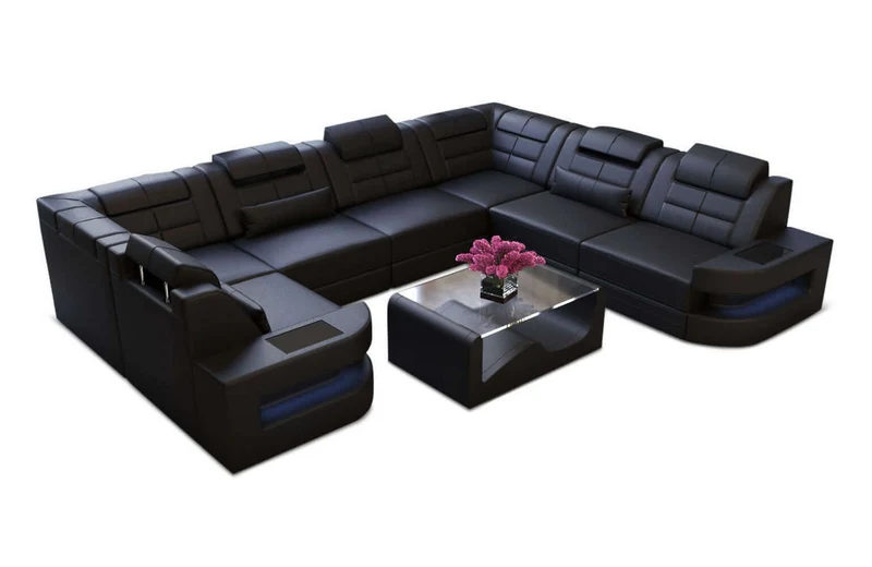 Mini Wohnlandschaft Como U-Form in Leder