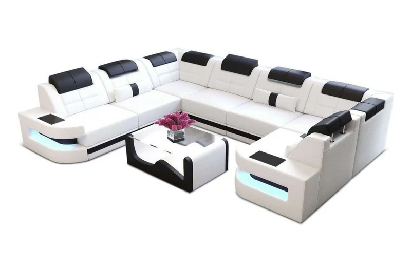 Mini Wohnlandschaft Como U-Form in Leder