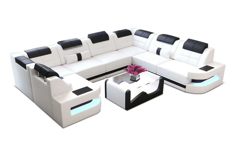 Mini Wohnlandschaft Como U-Form in Leder