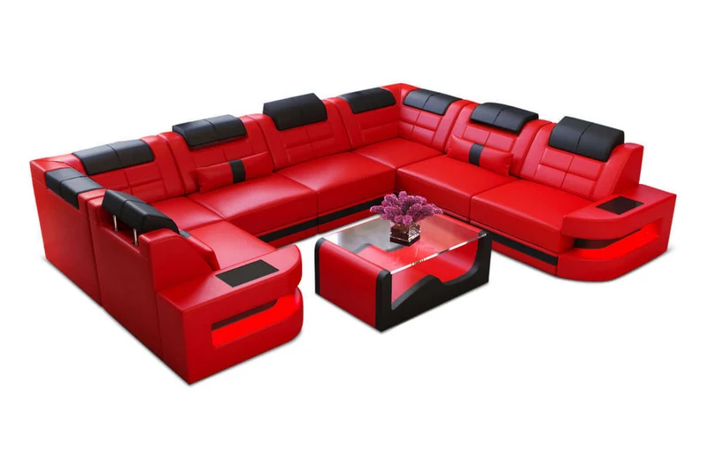 Mini Wohnlandschaft Como U-Form in Leder