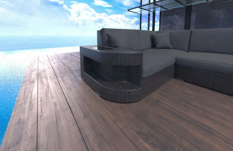 Wohnlandschaft Rattan Wave U-Form aus Stoff