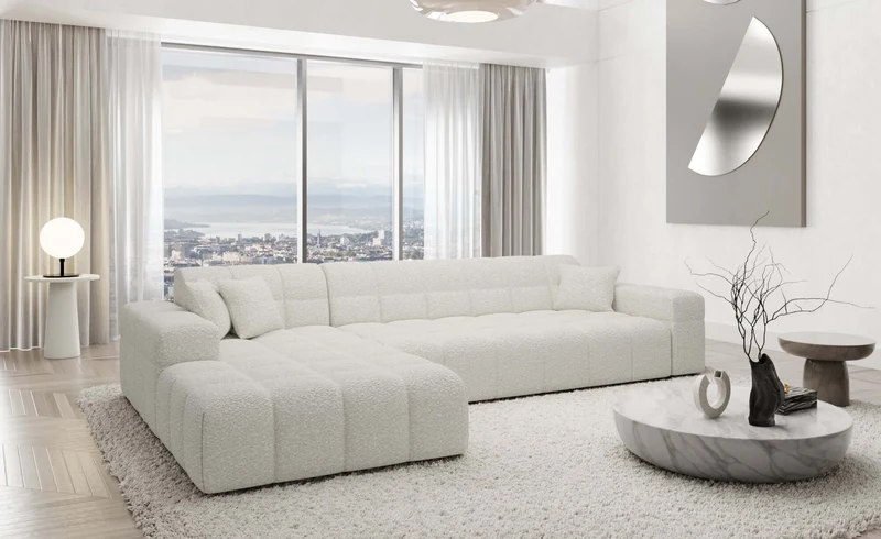 Couch Ibiza L-Form in Stoff Kurz