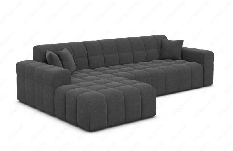 Couch Ibiza L-Form in Stoff Kurz