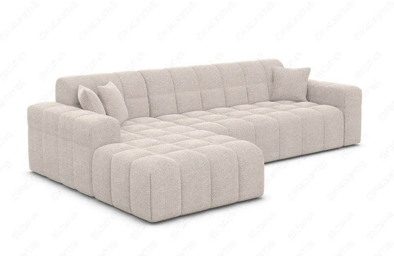 Couch Ibiza L-Form in Stoff Kurz