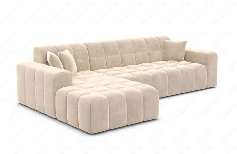 Couch Ibiza L-Form in Stoff Kurz