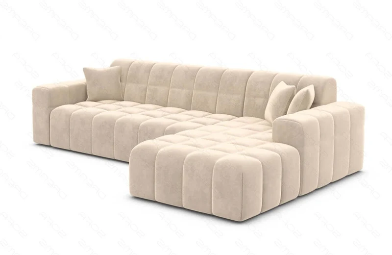 Couch Ibiza L-Form in Stoff Kurz