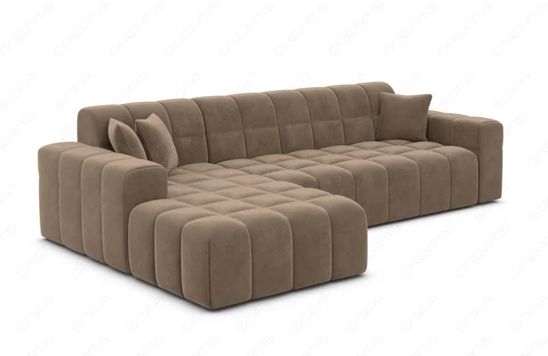 Couch Ibiza L-Form in Stoff Kurz