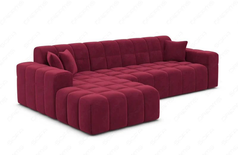 Couch Ibiza L-Form in Stoff Kurz