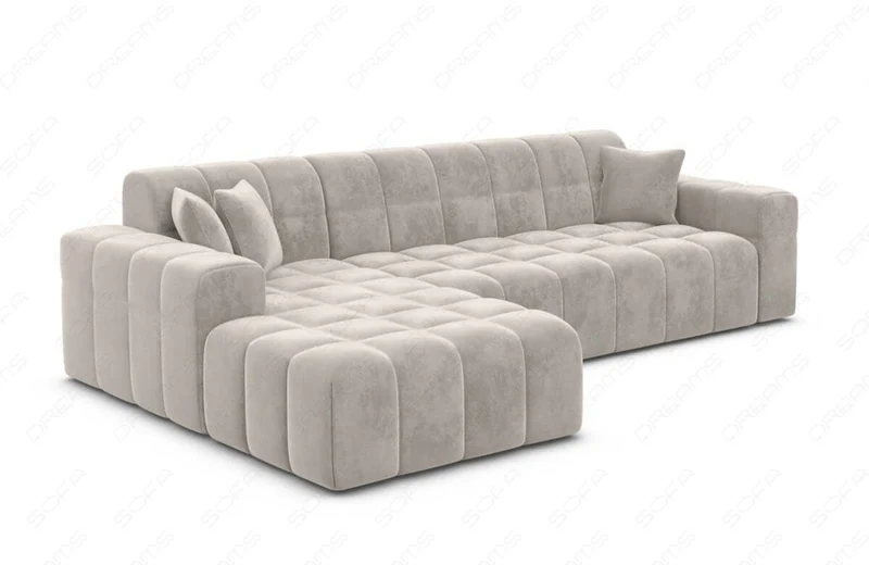 Couch Ibiza L-Form in Stoff Kurz