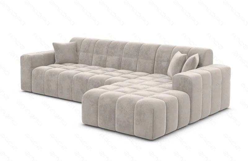 Couch Ibiza L-Form in Stoff Kurz