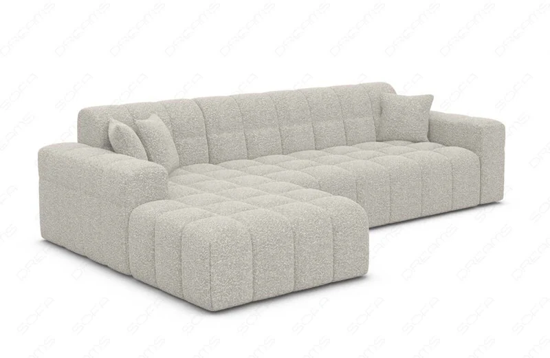 Couch Ibiza L-Form in Stoff Kurz