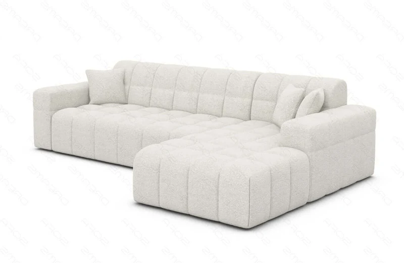 Couch Ibiza L-Form in Stoff Kurz