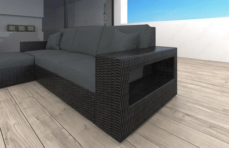 Stoff Couch Rattan Messana L-Form