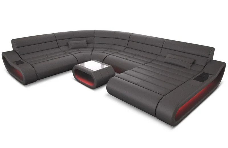 XXL Wohnlandschaft Concept U-Form in Leder