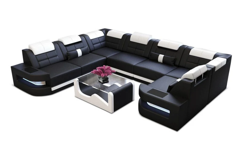 Wohnlandschaft Como U-Form in Leder