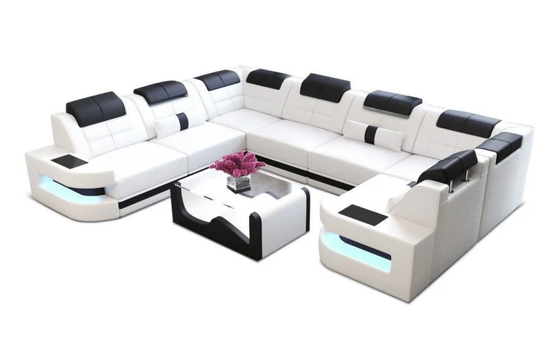 Wohnlandschaft Como U-Form in Leder