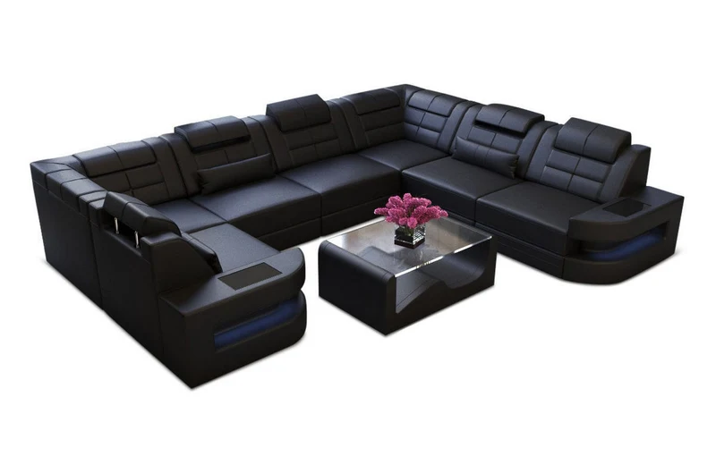 Wohnlandschaft Como U-Form in Leder