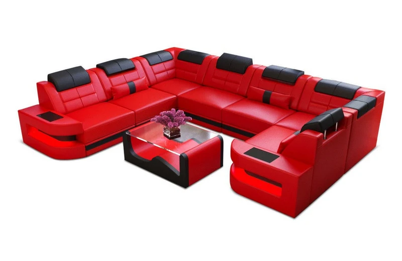 Wohnlandschaft Como U-Form in Leder