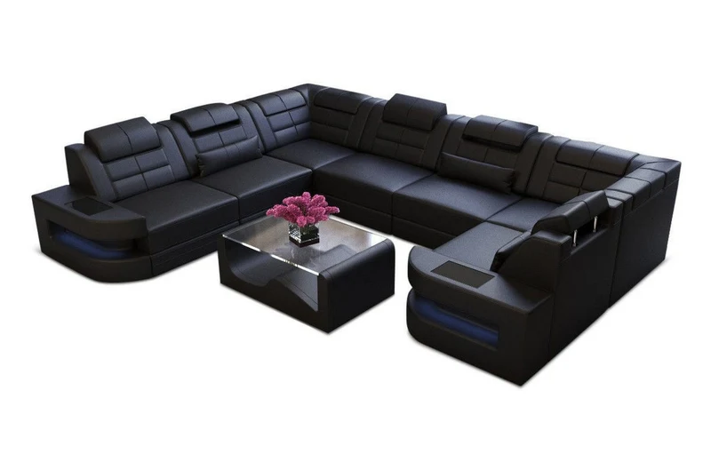 Wohnlandschaft Como U-Form in Leder