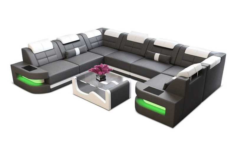 Wohnlandschaft Como U-Form in Leder
