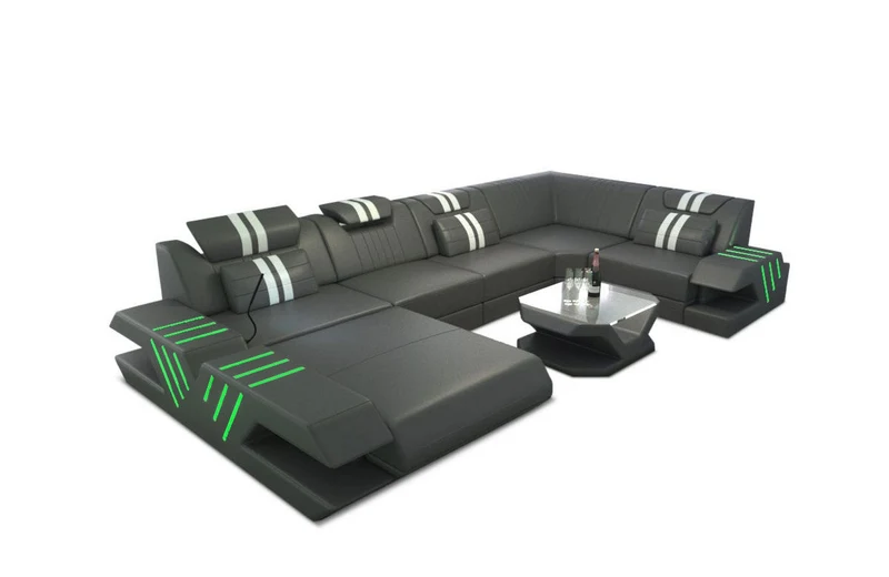 Wohnlandschaft Venedig U-Form in Leder