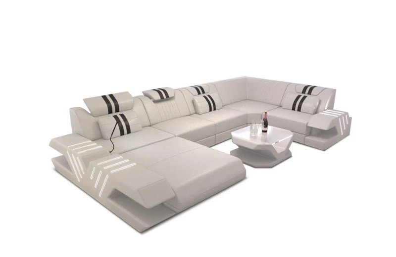 Wohnlandschaft Venedig U-Form in Leder