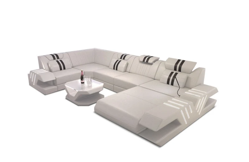 Wohnlandschaft Venedig U-Form in Leder