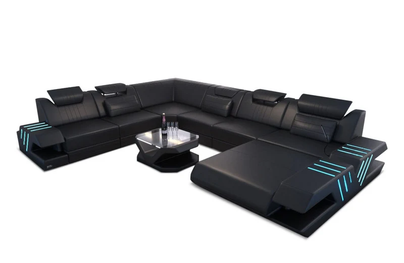 XXL Wohnlandschaft Mega Venedig U-Form aus Leder