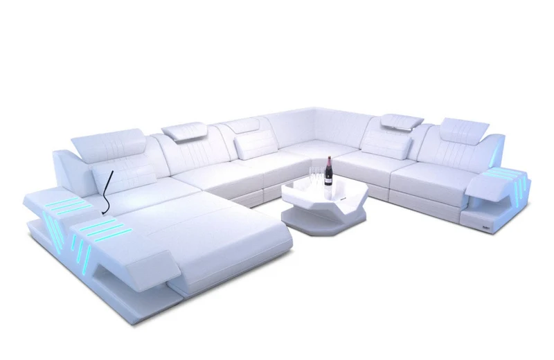 XXL Wohnlandschaft Mega Venedig U-Form aus Leder