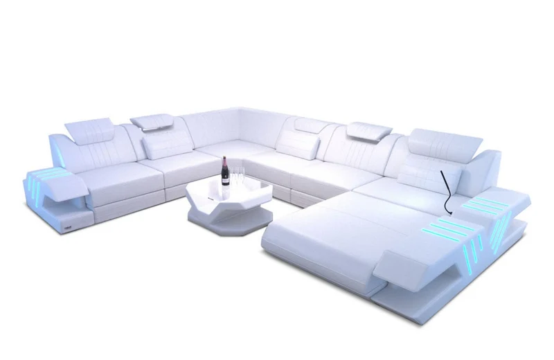 XXL Wohnlandschaft Mega Venedig U-Form aus Leder