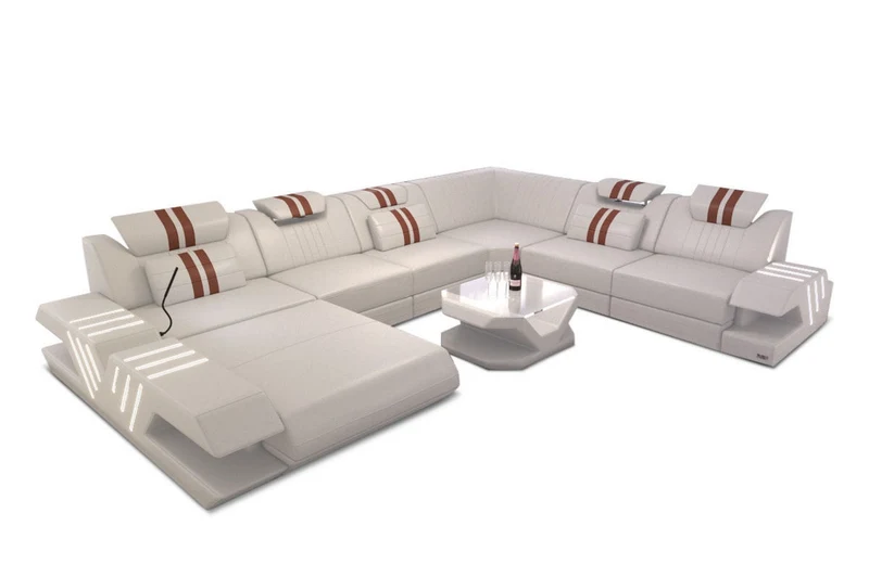 XXL Wohnlandschaft Mega Venedig U-Form aus Leder